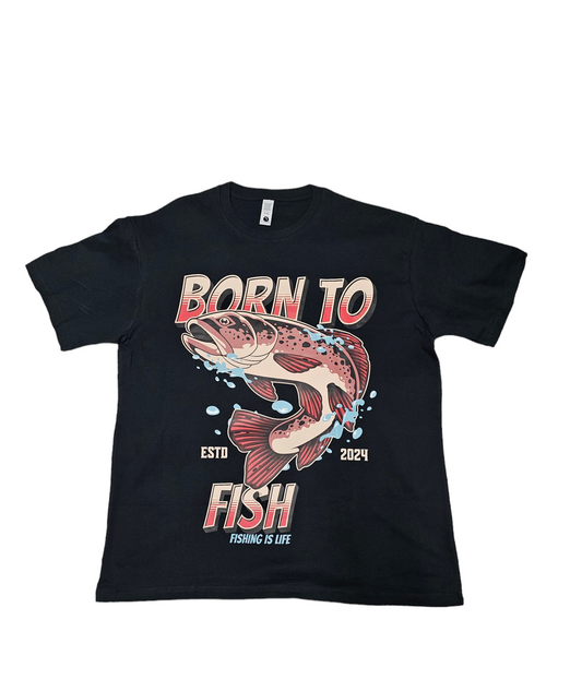 100% Cotton Oversized T-Shirt Graphic T-shirts for Men and Women 200gsm Born to fish